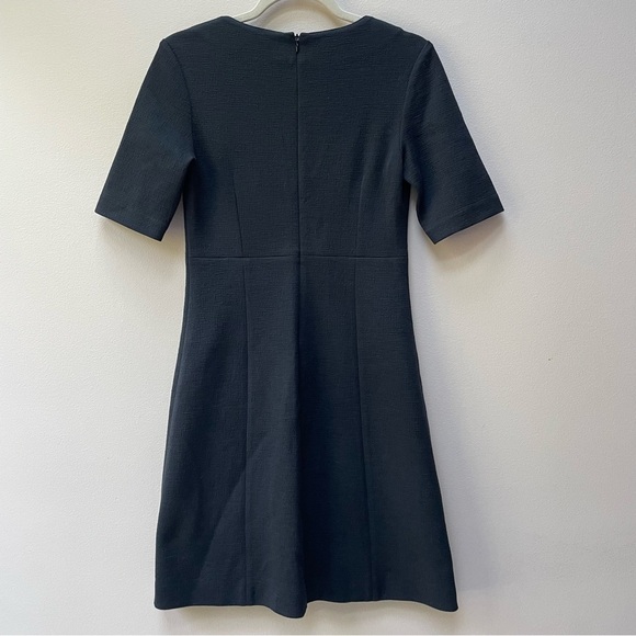 Peserico Textured Charcoal Gray Black Short Sleeve Zip Back Mini Dress Size S - Picture 7 of 9